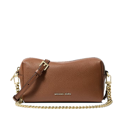 Michael Kors Women's Bryant Small Pebbled Leather Crossbody Bag Luggage/Gold