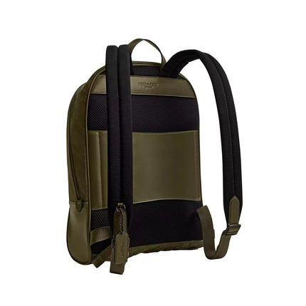 Coach Unisex Theo Backpack In Signature Jacquard Olive Drab