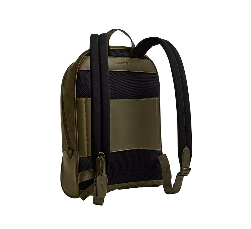 Coach Unisex Theo Backpack In Signature Jacquard Olive Drab