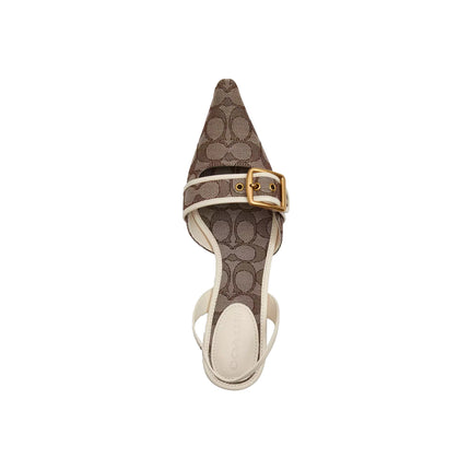 Coach Women's Margot Slingback In Signature Jacquard Oak/Chalk