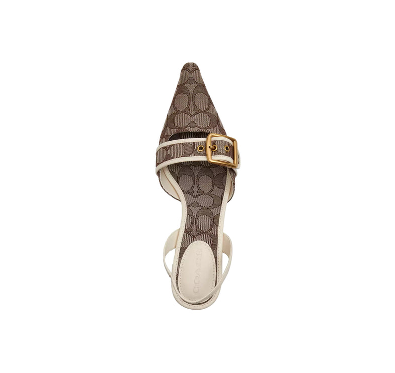 Coach Women's Margot Slingback In Signature Jacquard Oak/Chalk
