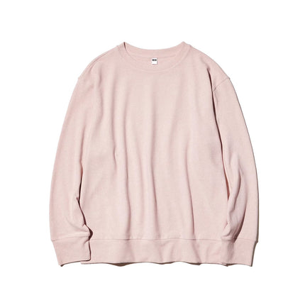 Uniqlo Women's Soft Knitted Fleece Crew Neck T-Shirt 11 Pink