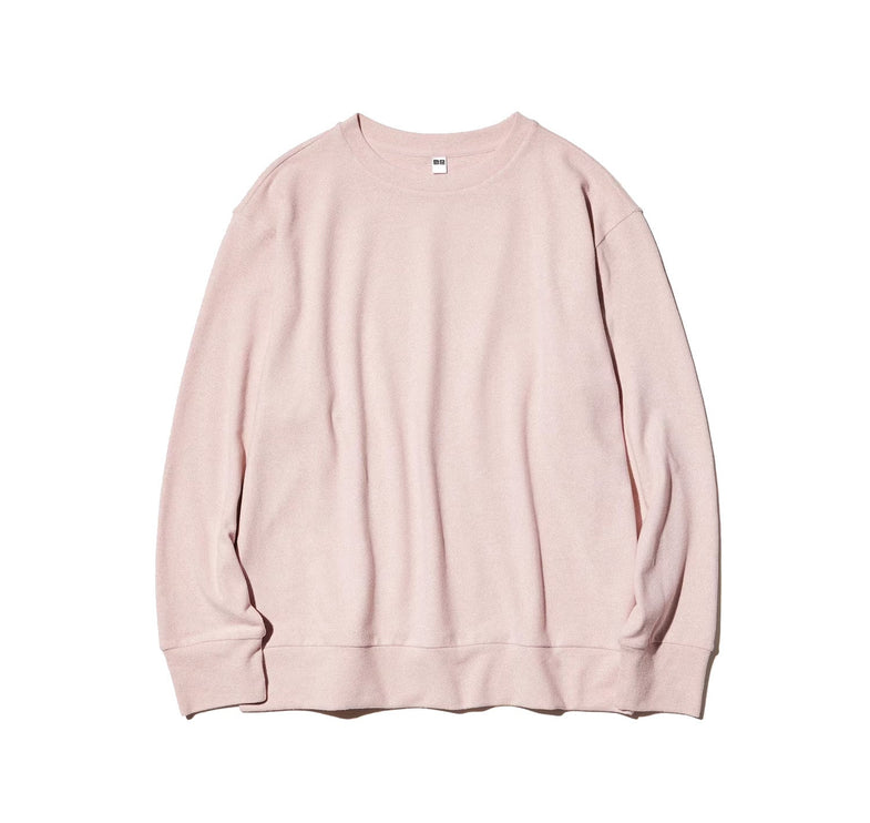 Uniqlo Women's Soft Knitted Fleece Crew Neck T-Shirt 11 Pink