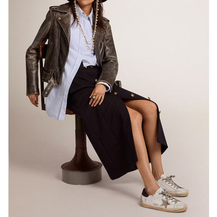 Golden Goose Women's Super Star with Black Heel Tab and Metal Stud Lettering