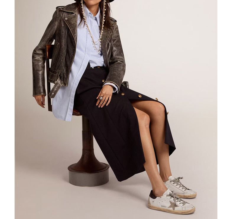 Golden Goose Women's Super Star with Black Heel Tab and Metal Stud Lettering