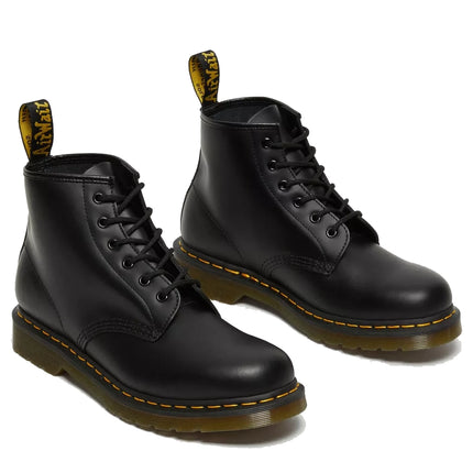 Dr. Martens 101 Yellow Stitch Smooth Leather Ankle Boots Black