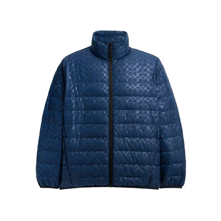 Coach Men's Lightweight Down Jacket In Recycled Polyester Washed Navy