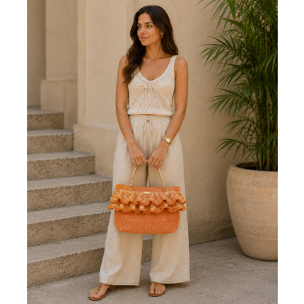Sienna D'or Bellini Ruffle Tote - Hemen Kargoda