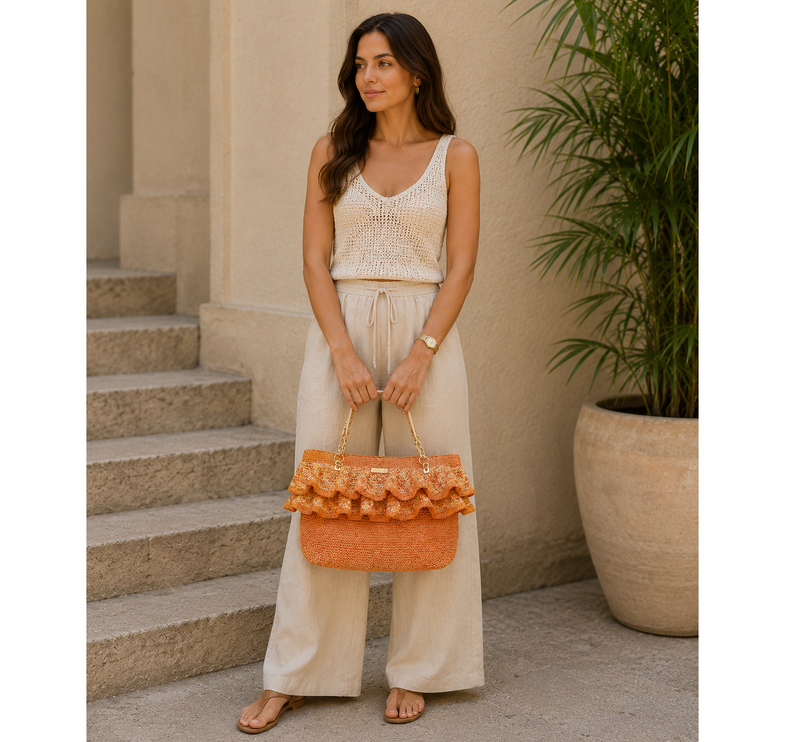Sienna D'or Bellini Ruffle Tote - Hemen Kargoda