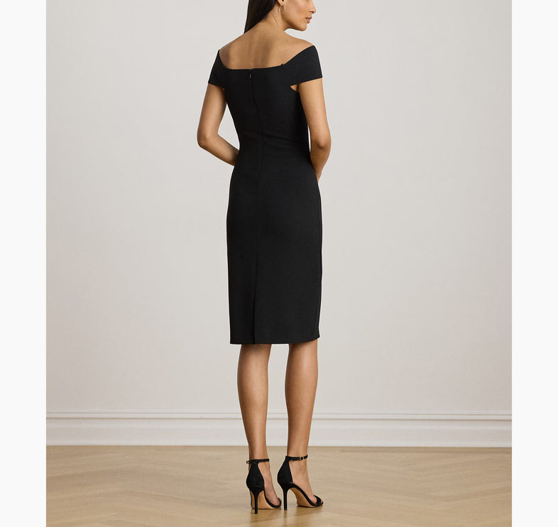 Polo Ralph Lauren Women's Twist-Front Crepe Cocktail Dress Black