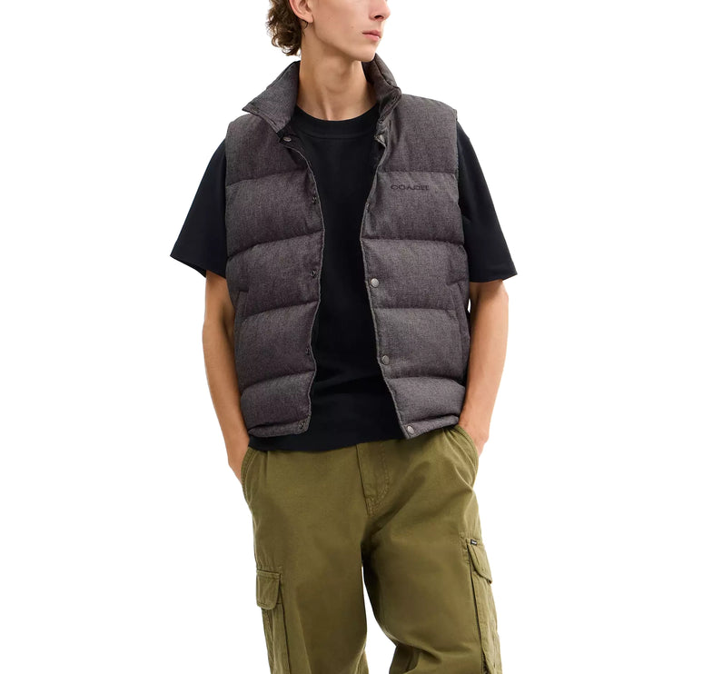 Coach Men's Solid Down Vest Dark Heather Grey