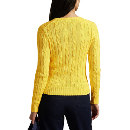 Polo Ralph Lauren Women's Cable-Knit Cotton V-Neck Sweater Trainer Yellow