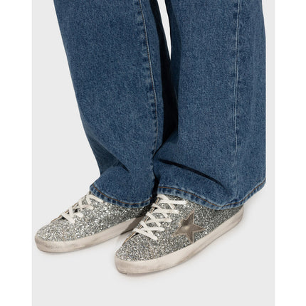 Golden Goose Women's Super Star with Glitter Upper and Silver Metallic Leather Star 2