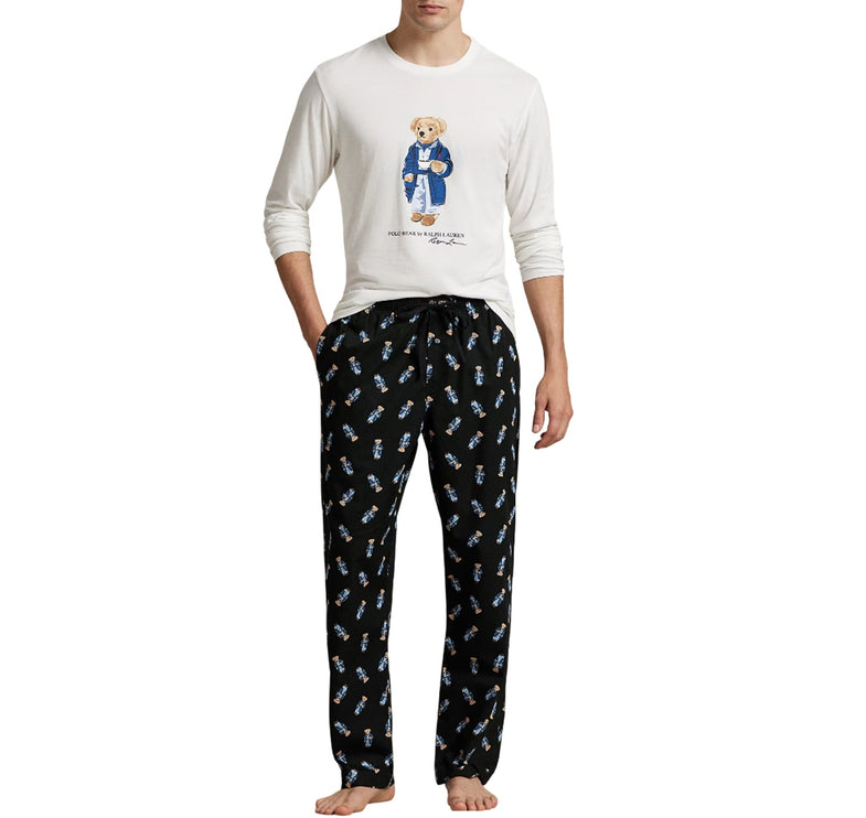 Polo Ralph Lauren Men's Polo Bear Cotton Sleep Set White/Black