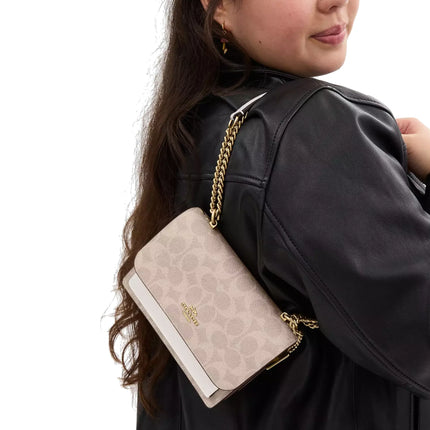 Coach Women's Mini Klare Crossbody Bag In Signature Canvas Gold/Sand/Chalk