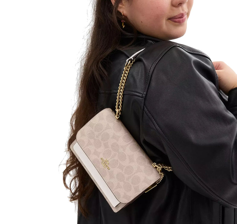 Coach Women's Mini Klare Crossbody Bag In Signature Canvas Gold/Sand/Chalk