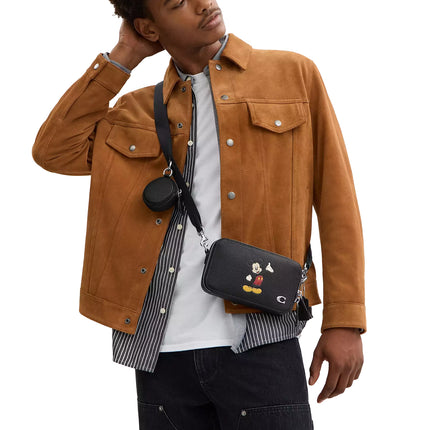 Coach Unisex Disney X Coach Charter Slim Crossbody Bag With Mickey Mouse Black