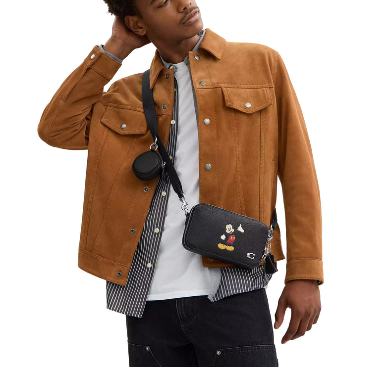 Coach Unisex Disney X Coach Charter Slim Crossbody Bag With Mickey Mouse Black
