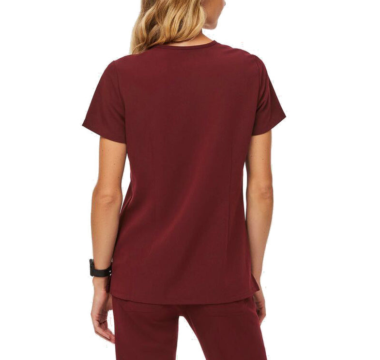 FIGS Women's Casma Three Pocket Scrub Top Burgundy