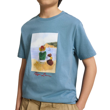 Polo Ralph Lauren Boy's Polo Bear Cotton Jersey Tee Camp Blue