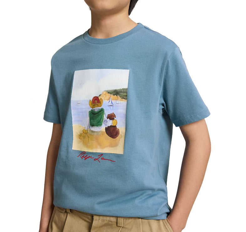 Polo Ralph Lauren Boy's Polo Bear Cotton Jersey Tee Camp Blue