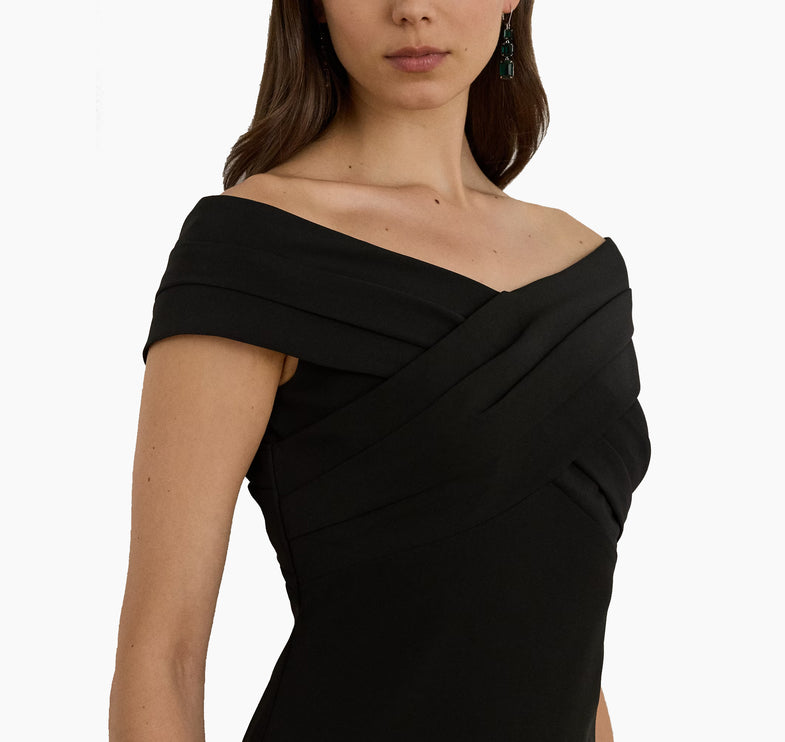 Polo Ralph Lauren Women's Crepe Off-the-Shoulder Cocktail Dress Black