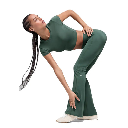 alo Women's ALO Softsculpt 7/8 Foldover Flare Legging Clover Green