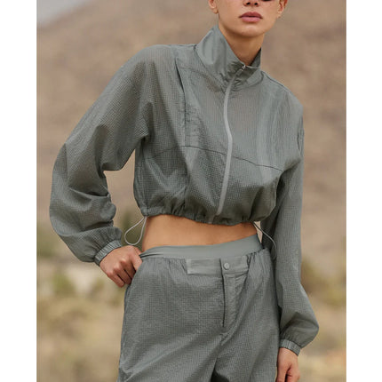 alo Women's Game Time Full Zip Jacket Lunar Grey