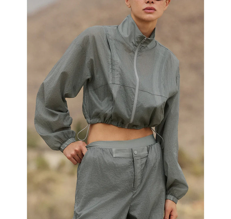 alo Women's Game Time Full Zip Jacket Lunar Grey