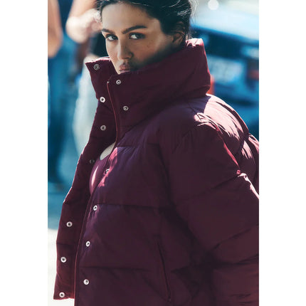 alo Women's Gold Rush Puffer Burgundy
