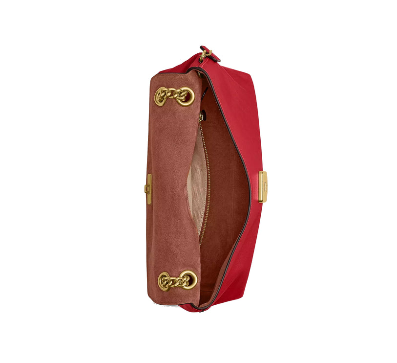 Coach Women's Chelsea Shoulder Bag 30 With Chain Brass/Scarlet