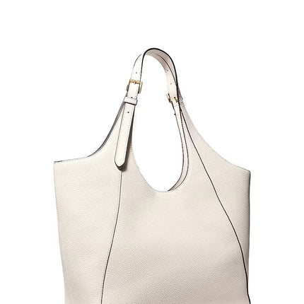 Michael Kors Women's Bernie Large Pebbled Leather Tote Bag Light Cream