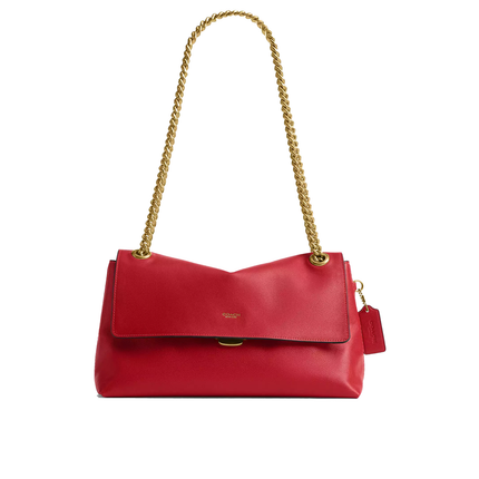 Coach Women's Chelsea Shoulder Bag 30 With Chain Brass/Scarlet