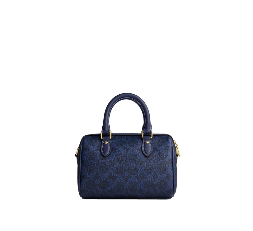 Coach Women's Mini Rowan Crossbody Bag In Signature Canvas Gold/Navy