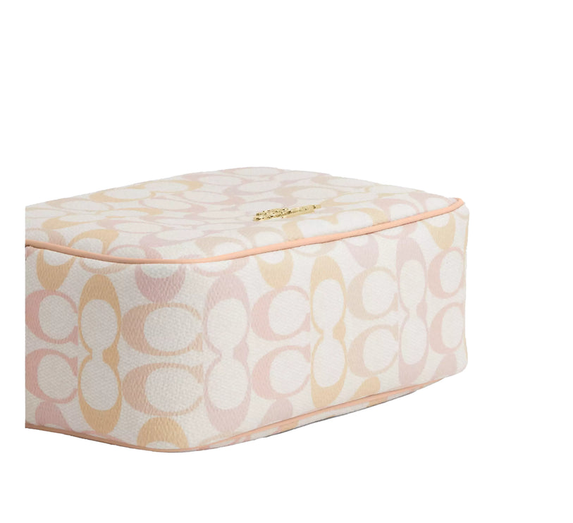 Coach Women's Mini Carey Crossbody Bag In Signature Canvas Gold/Chalk/Pink