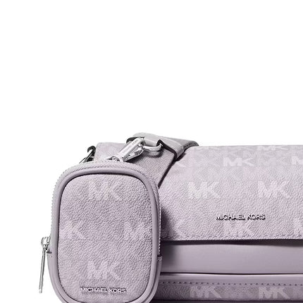 Michael Kors Women's Jet Set Travel Small Signature Logo Crossbody Bag With Pouch Lilac/Silver