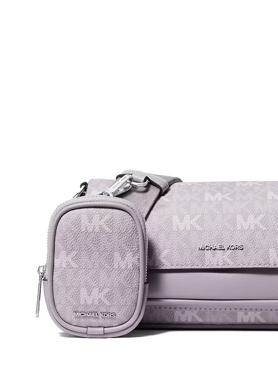 Michael Kors Women's Jet Set Travel Small Signature Logo Crossbody Bag With Pouch Lilac/Silver
