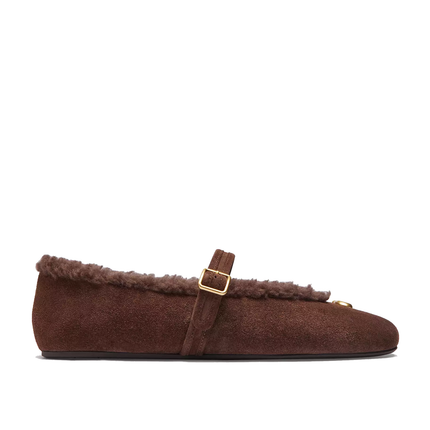 Coach Women's Sculpted C Mary Jane In Shearling Chocolate Brown