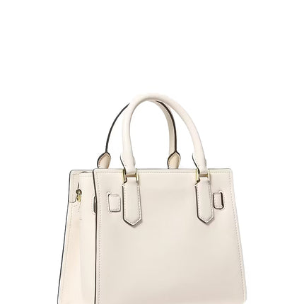 Michael Kors Women's Landon Small Signature Logo Satchel Bag Light Cream Multi/Gold