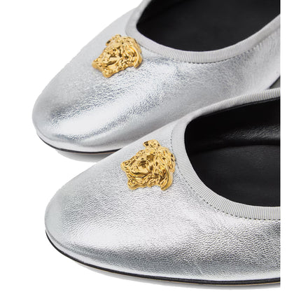 Versace Women's La Medusa Metallic Ballerinas Black/Silver