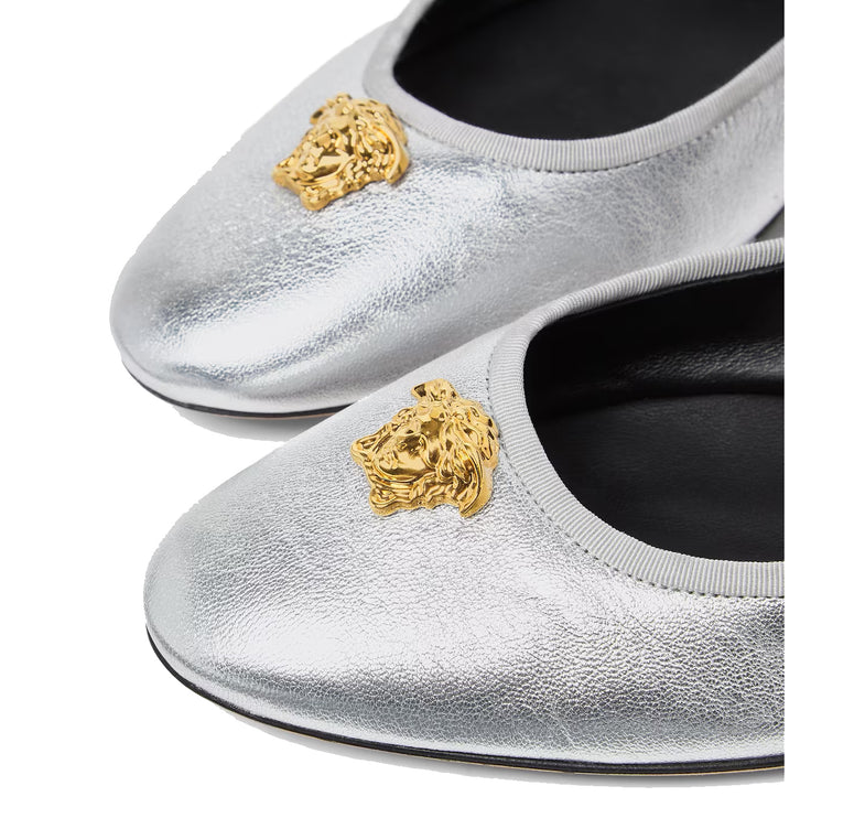 Versace Women's La Medusa Metallic Ballerinas Black/Silver