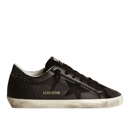 Golden Goose Women's Super Star Sneakers Black Nappa with Black Star and Glitter