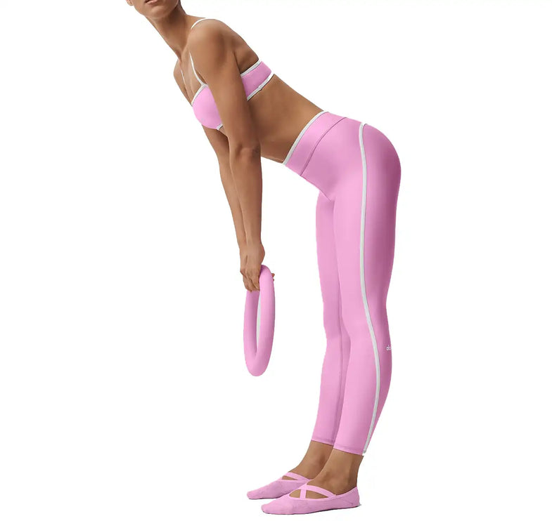 alo Women's Airlift High Waist Charger 7/8 Legging Candy Heart Pink/White