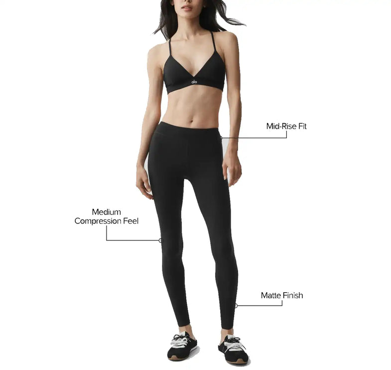 alo Women's Airbrush Mid-Rise 7/8 Legging Black