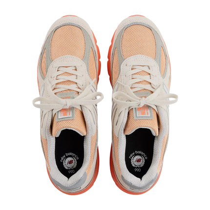 New Balance Made in USA 990v4 Moonbeam with Tangerine Heat and Dried Orange U990MO4