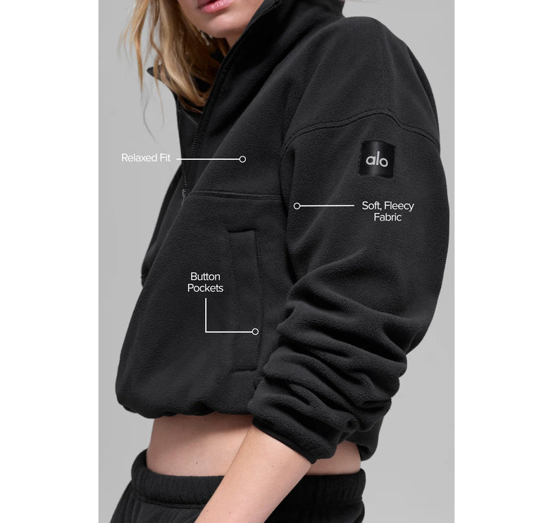 alo Women's Polar Fleece Retreat Cover Up Black