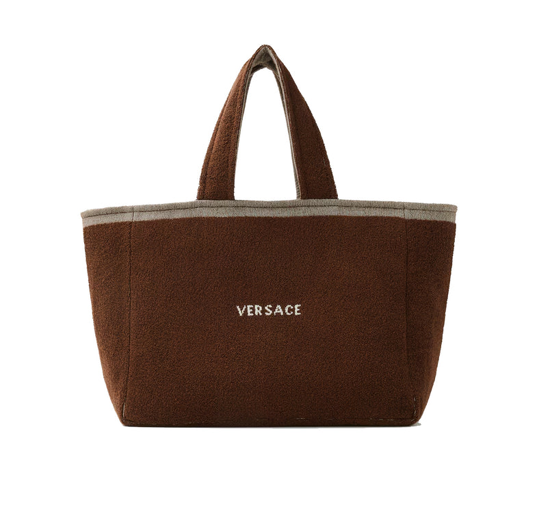 Versace Women's Cotton Terry Jacquard Tote Brown