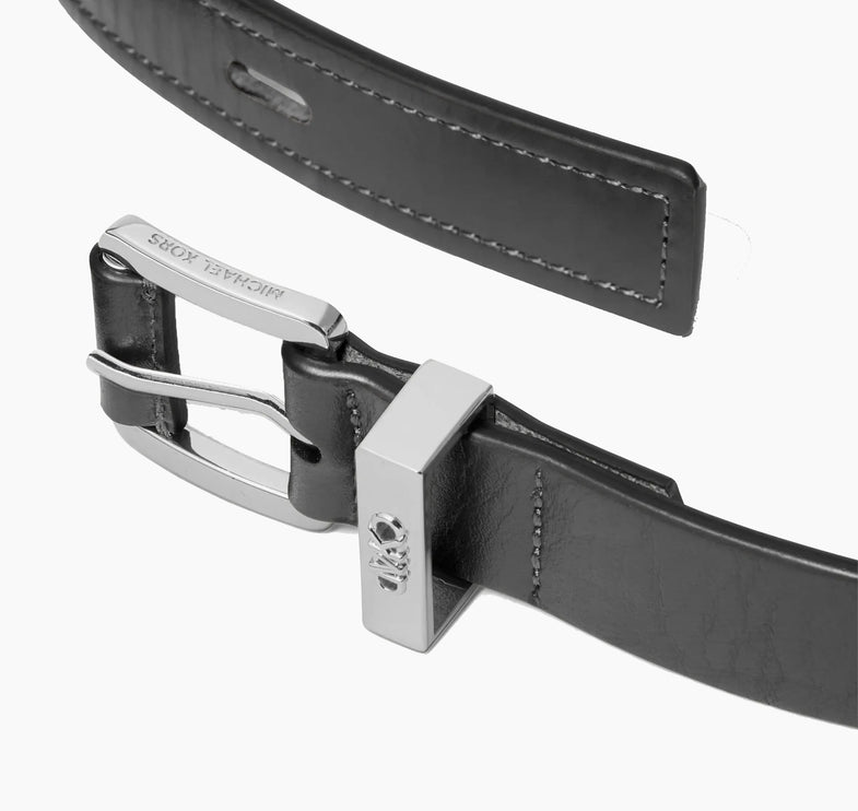 Michael Kors Women's Chain Link Leather Belt Black/Silver