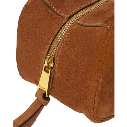 Versace Women's Versace Tag Suede Medium Bowling Bag Brown
