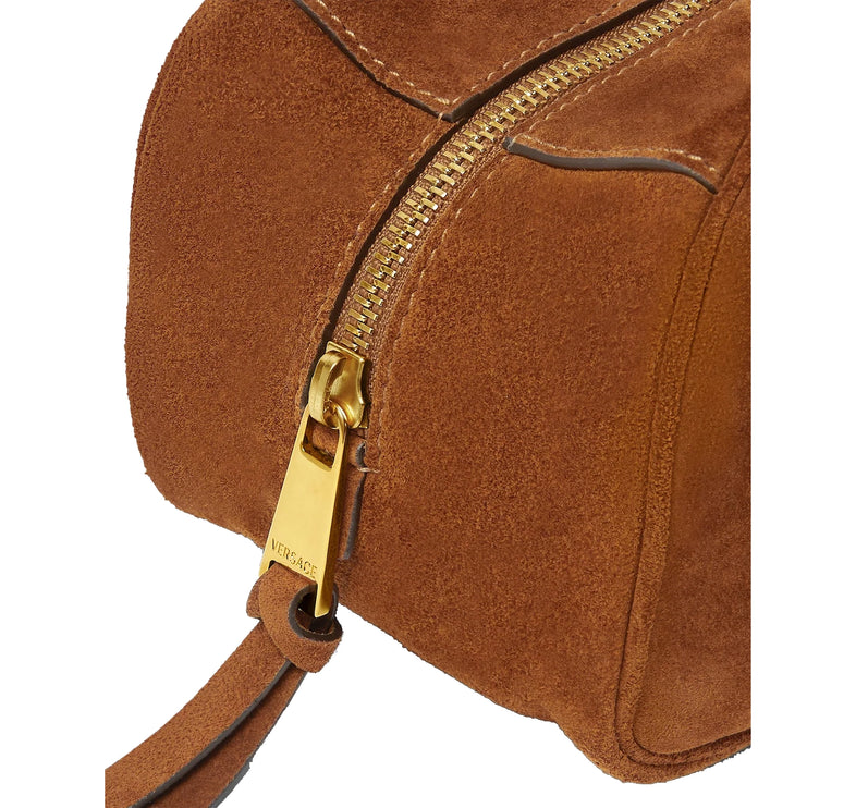 Versace Women's Versace Tag Suede Medium Bowling Bag Brown